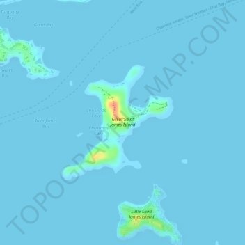Topografische Karte Great Saint James Island, Höhe, Relief