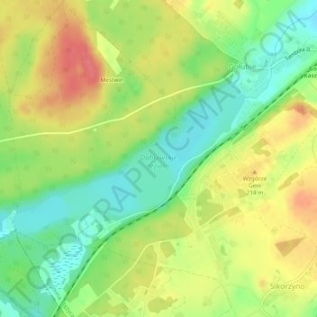 Topografische Karte Jezioro Dąbrowskie, Höhe, Relief