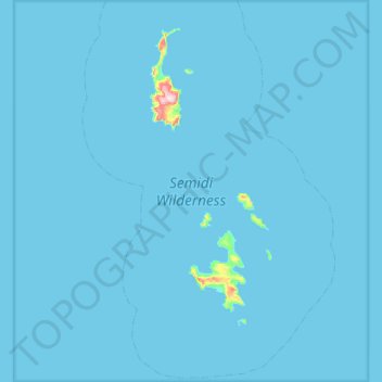 Topografische Karte Semidi Wilderness, Höhe, Relief