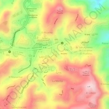 Topografische Karte Parque Mont Blac, Höhe, Relief