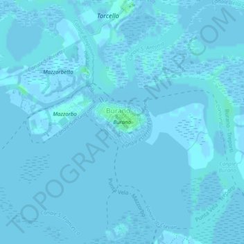 Topografische Karte Burano, Höhe, Relief