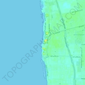 Topografische Karte ROSHN Waterfront, Höhe, Relief