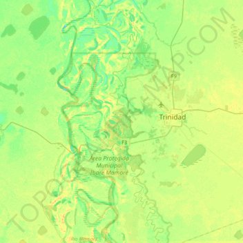 Topografische Karte Rio Ibare, Höhe, Relief