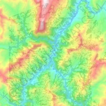 Topografische Karte Minero, Höhe, Relief