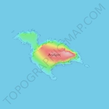 Topografische Karte Anydros, Höhe, Relief