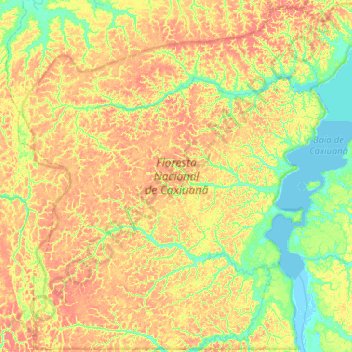 Topografische Karte Floresta Nacional de Caxiuanã, Höhe, Relief