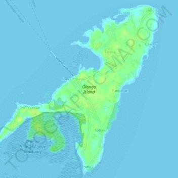 Topografische Karte Olango Island, Höhe, Relief