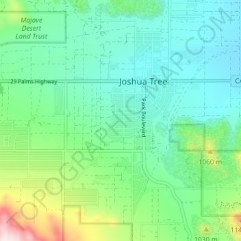 Topografische Karte Joshua Tree, Höhe, Relief