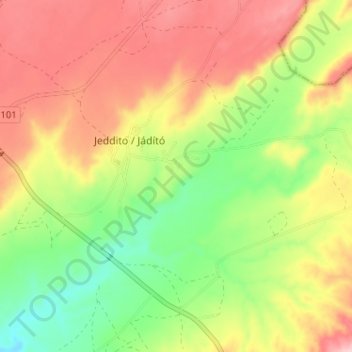 Topografische Karte Jeddito, Höhe, Relief