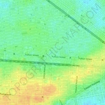 Topografische Karte Jackie Robinson Park, Höhe, Relief