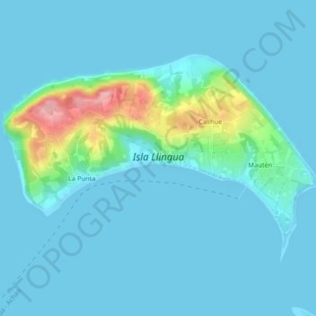 Topografische Karte Isla Llingua, Höhe, Relief