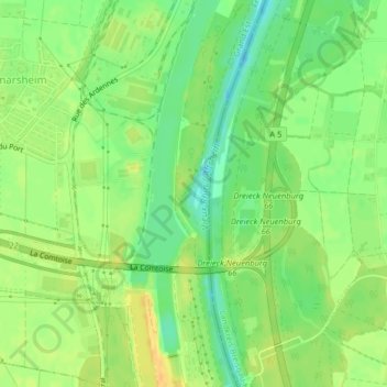 Topografische Karte Rijn, Höhe, Relief