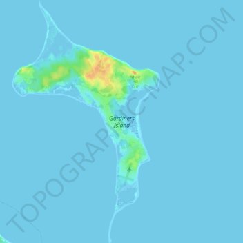 Topografische Karte Gardiners Island, Höhe, Relief
