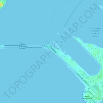 Topografische Karte Hobie Island Beach Park, Höhe, Relief