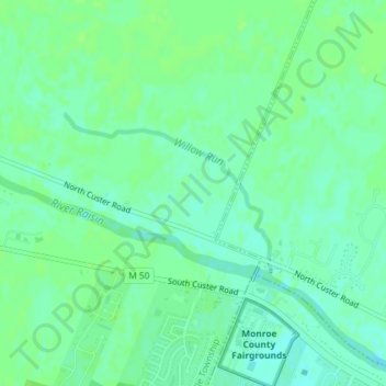 Topografische Karte Willow Run, Höhe, Relief