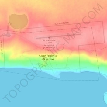 Topografische Karte Sachs Harbour (Ikahuak), Höhe, Relief