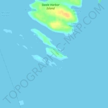 Topografische Karte Mistake Island, Höhe, Relief