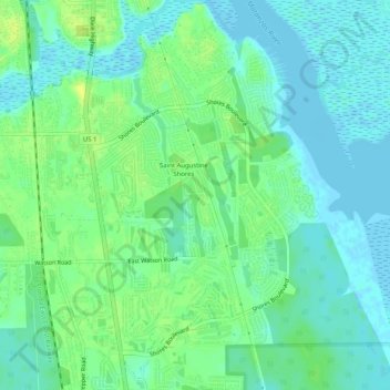 Topografische Karte Saint Augustine Shores, Höhe, Relief