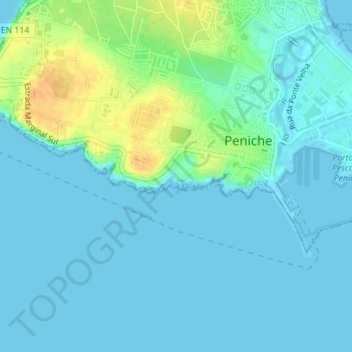 Topografische Karte Praia do Porto de Areia Sul, Höhe, Relief