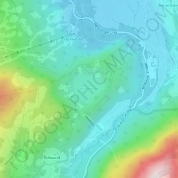 Topografische Karte Freibergsee, Höhe, Relief