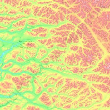 Topografische Karte Hess River, Höhe, Relief