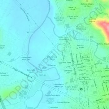 Topografische Karte Parque Casa Blanca, Höhe, Relief