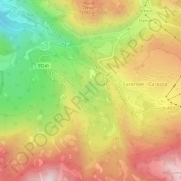 Topografische Karte Lago di Carezza, Höhe, Relief