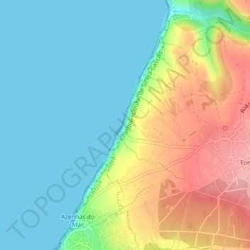 Topografische Karte Praia da Aguda, Höhe, Relief