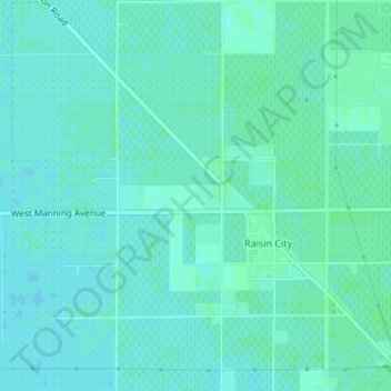 Topografische Karte Raisin City, Höhe, Relief