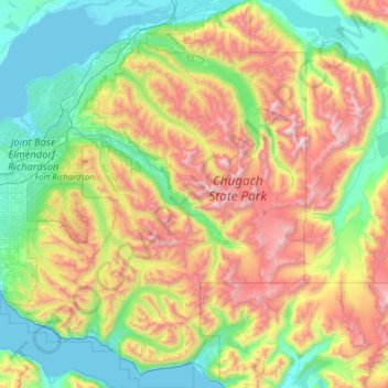 Topografische Karte Chugach State Park, Höhe, Relief