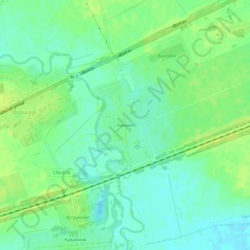 Topografische Karte Конино, Höhe, Relief