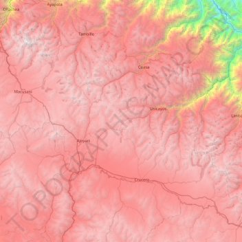 Topografische Karte Cordillera Carabaya, Höhe, Relief