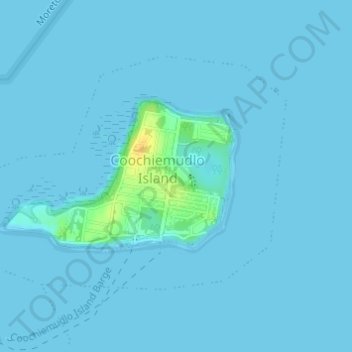 Topografische Karte Coochiemudlo Island, Höhe, Relief