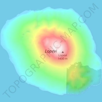 Topografische Karte Lopevi, Höhe, Relief