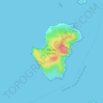 Topografische Karte Isla Conejera, Höhe, Relief