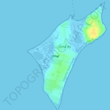 Topografische Karte Omø, Höhe, Relief