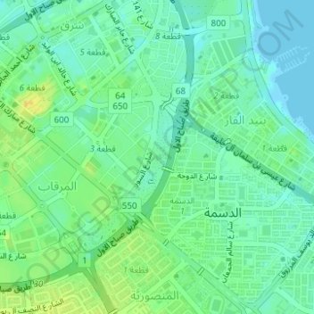 Topografische Karte Al-Shaheed Park, Höhe, Relief