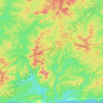 Topografische Karte Mueller River, Höhe, Relief