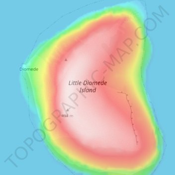 Topografische Karte Little Diomede Island, Höhe, Relief
