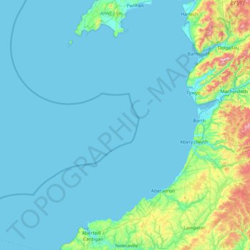 Topografische Karte Cardigan Bay, Höhe, Relief