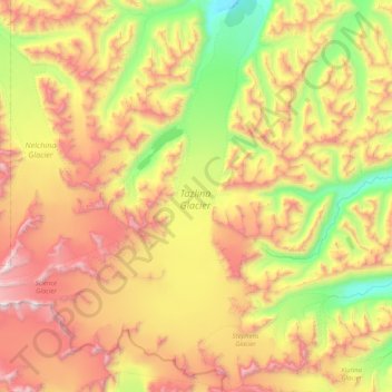 Topografische Karte Tazlina Glacier, Höhe, Relief