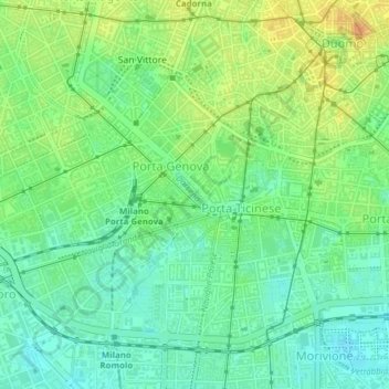 Topografische Karte Darsena, Höhe, Relief