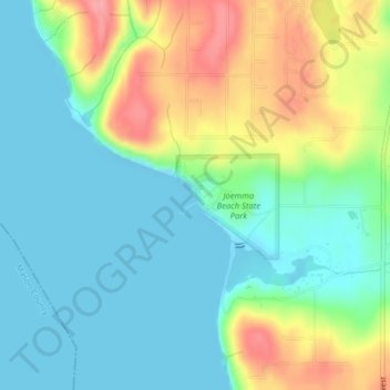 Topografische Karte Joemma Beach, Höhe, Relief