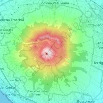 Topografische Karte Parco Nazionale del Vesuvio, Höhe, Relief