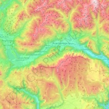 Topografische Karte Valsugana, Höhe, Relief