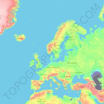 Topografische Karte Europa Hohe Relief