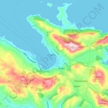 Topografische Karte Samos Hohe Relief