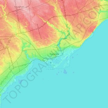 Topografische Karte Toronto, Höhe, Relief