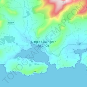 Topografische Karte Dingle Daingean Ui Chuis Hohe Relief