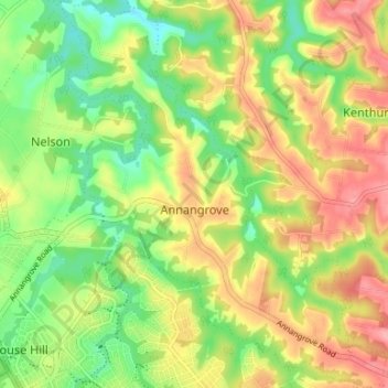 Topografische Karte Annangrove, Höhe, Relief